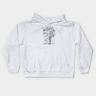 Musical Rain - Vintage Line Art Kids Hoodie